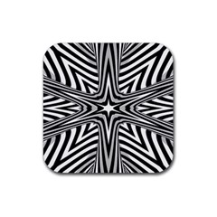 Fractal Star Mandala Black And White Rubber Coaster (square) by uniart180623