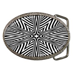 Fractal Star Mandala Black And White Belt Buckles by uniart180623