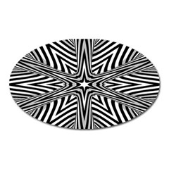 Fractal Star Mandala Black And White Oval Magnet by uniart180623