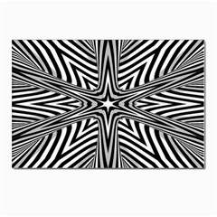 Fractal Star Mandala Black And White Postcard 4 x 6  (pkg Of 10) by uniart180623