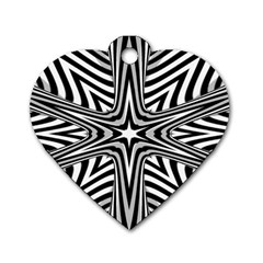 Fractal Star Mandala Black And White Dog Tag Heart (two Sides) by uniart180623