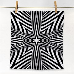 Fractal Star Mandala Black And White Face Towel by uniart180623