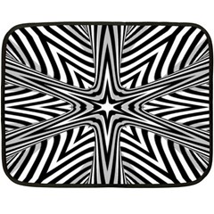 Fractal Star Mandala Black And White Fleece Blanket (mini) by uniart180623