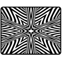 Fractal Star Mandala Black And White Fleece Blanket (medium) by uniart180623