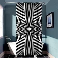 Fractal Star Mandala Black And White Shower Curtain 36  X 72  (stall)  by uniart180623