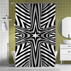 Fractal Star Mandala Black And White Shower Curtain 48  X 72  (small)  by uniart180623