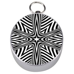 Fractal Star Mandala Black And White Silver Compasses by uniart180623