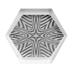 Fractal Star Mandala Black And White Hexagon Wood Jewelry Box