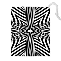 Fractal Star Mandala Black And White Drawstring Pouch (4xl) by uniart180623