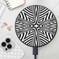 Fractal Star Mandala Black And White Wireless Fast Charger(black) by uniart180623