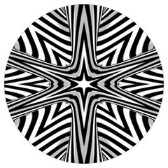 Fractal Star Mandala Black And White Round Trivet by uniart180623