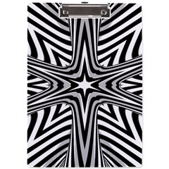 Fractal Star Mandala Black And White A4 Acrylic Clipboard by uniart180623