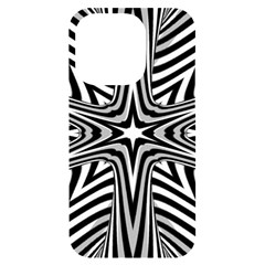 Fractal Star Mandala Black And White Iphone 14 Pro Black Uv Print Case by uniart180623