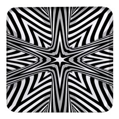 Fractal Star Mandala Black And White Square Glass Fridge Magnet (4 Pack)