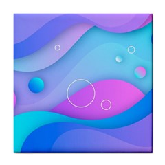 Colorful Blue Purple Wave Tile Coaster