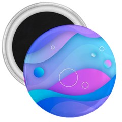 Colorful Blue Purple Wave 3  Magnets by uniart180623