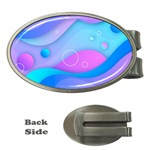 Colorful Blue Purple Wave Money Clips (Oval)  Front