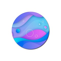 Colorful Blue Purple Wave Rubber Round Coaster (4 Pack)