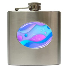 Colorful Blue Purple Wave Hip Flask (6 Oz) by uniart180623