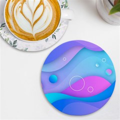 Colorful Blue Purple Wave Uv Print Round Tile Coaster