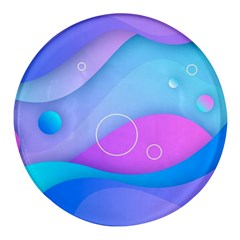 Colorful Blue Purple Wave Round Glass Fridge Magnet (4 Pack)