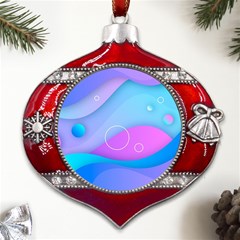 Colorful Blue Purple Wave Metal Snowflake And Bell Red Ornament