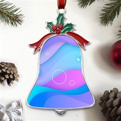 Colorful Blue Purple Wave Metal Holly Leaf Bell Ornament by uniart180623