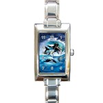 Orca Wave Water Underwater Sky Rectangle Italian Charm Watch Front