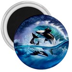 Orca Wave Water Underwater Sky 3  Magnets Front