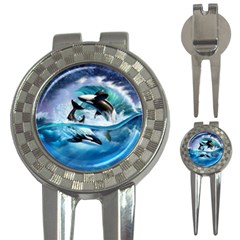 Orca Wave Water Underwater Sky 3-in-1 Golf Divots by uniart180623