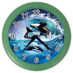 Orca Wave Water Underwater Sky Color Wall Clock by uniart180623