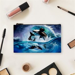 Orca Wave Water Underwater Sky Cosmetic Bag (small) by uniart180623