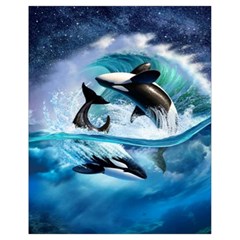 Orca Wave Water Underwater Sky Drawstring Bag (small) by uniart180623