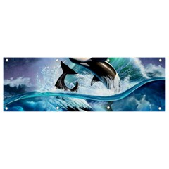 Orca Wave Water Underwater Sky Banner And Sign 9  X 3  by uniart180623