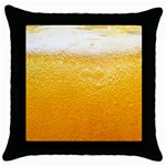 Texture Pattern Macro Glass Of Beer Foam White Yellow Throw Pillow Case (Black) Front