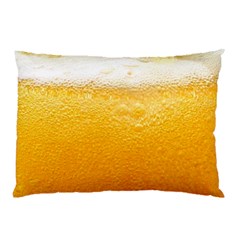 Texture Pattern Macro Glass Of Beer Foam White Yellow Pillow Case by uniart180623