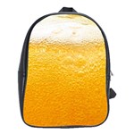 Texture Pattern Macro Glass Of Beer Foam White Yellow School Bag (Large) Front