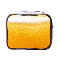 Texture Pattern Macro Glass Of Beer Foam White Yellow Mini Toiletries Bag (One Side)