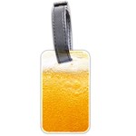 Texture Pattern Macro Glass Of Beer Foam White Yellow Luggage Tag (two sides) Front