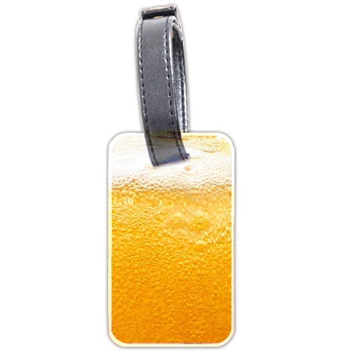 Texture Pattern Macro Glass Of Beer Foam White Yellow Luggage Tag (two sides)