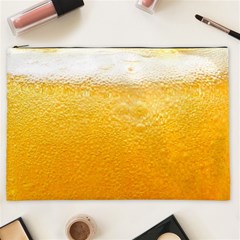 Texture Pattern Macro Glass Of Beer Foam White Yellow Cosmetic Bag (XXL)