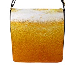 Texture Pattern Macro Glass Of Beer Foam White Yellow Flap Closure Messenger Bag (l) by uniart180623