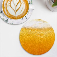 Texture Pattern Macro Glass Of Beer Foam White Yellow UV Print Round Tile Coaster