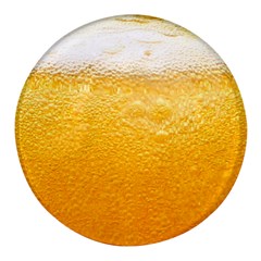 Texture Pattern Macro Glass Of Beer Foam White Yellow Round Glass Fridge Magnet (4 pack)