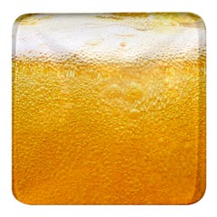 Texture Pattern Macro Glass Of Beer Foam White Yellow Square Glass Fridge Magnet (4 pack)