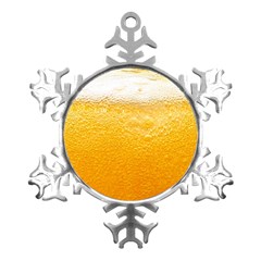 Texture Pattern Macro Glass Of Beer Foam White Yellow Metal Small Snowflake Ornament by uniart180623