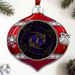 Manadala Twirl Abstract Metal Snowflake And Bell Red Ornament