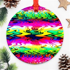 Waves Of Color Round Ornament (two Sides) by uniart180623