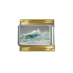 Big Storm Wave Gold Trim Italian Charm (9mm)