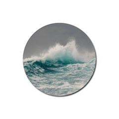 Big Storm Wave Rubber Round Coaster (4 Pack) by uniart180623